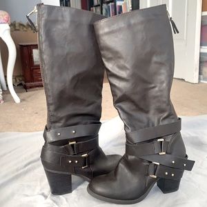 JustFab Bayley Dark Brown Heeled Boots